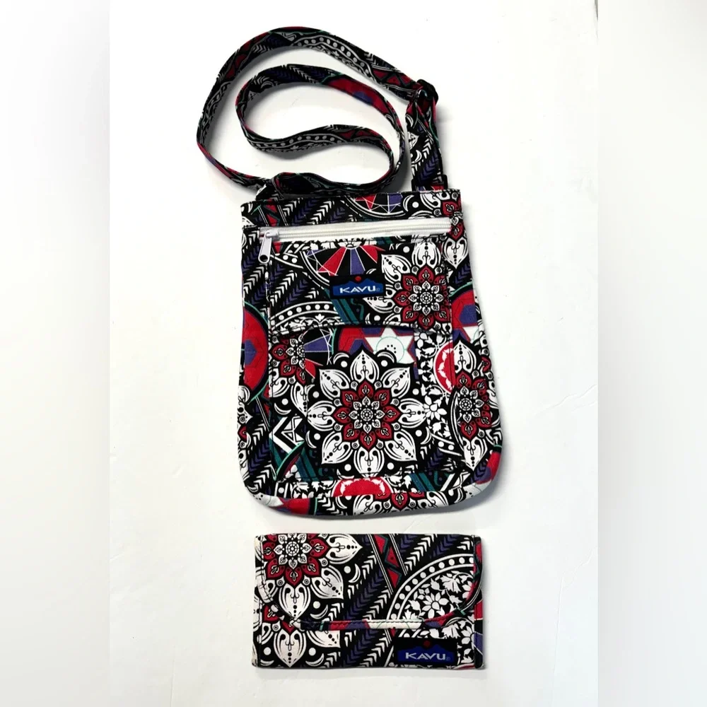 KAVU Crossbody Red,White & Black Bag & Wallet